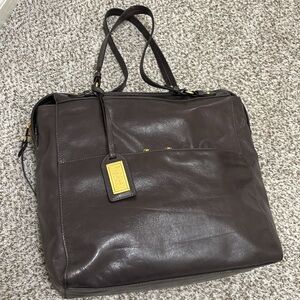 Leather Tote Bag in Dark Brown - Classic Women's Shoulder Bag